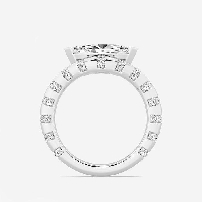 Marquise Curve East West Striped Fashion Ring