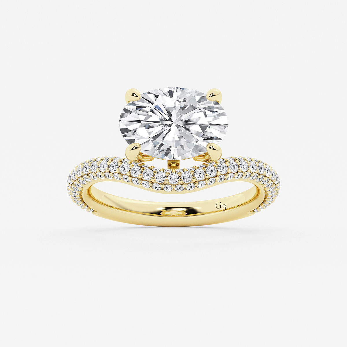 3 3/4 ctw Oval Lab Grown Diamond Curve Pave Ring