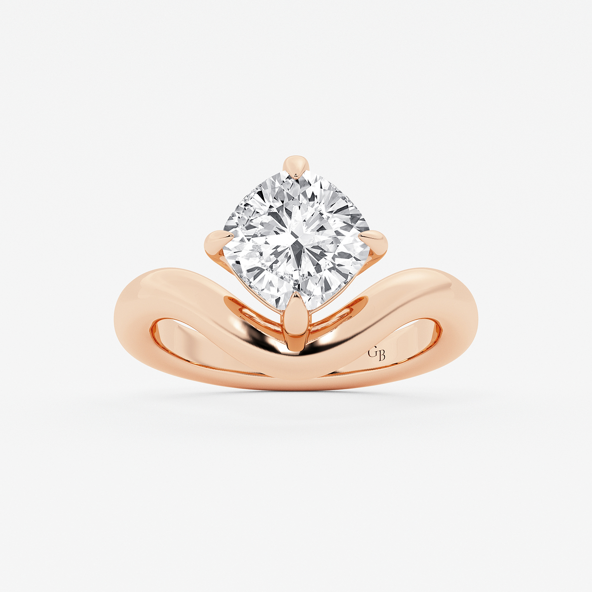 3 ctw Cushion Lab Grown Diamond Curve Ring