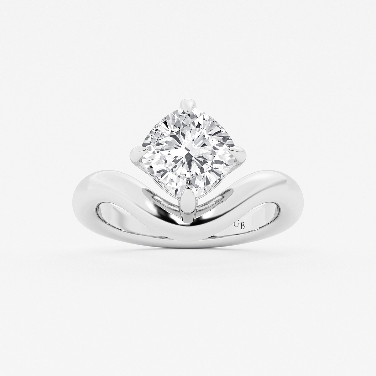 3 ctw Cushion Lab Grown Diamond Curve Ring