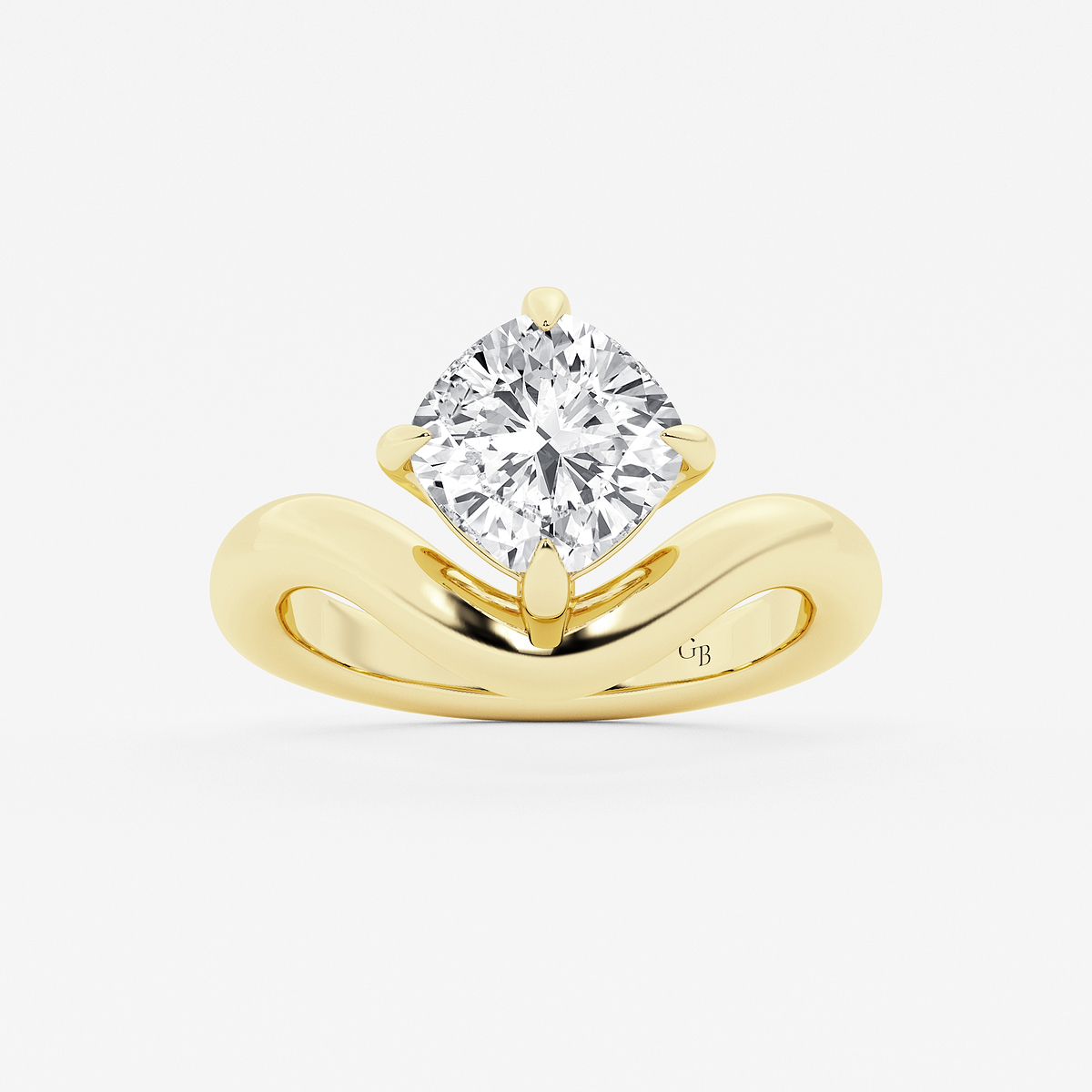 3 ctw Cushion Lab Grown Diamond Curve Ring