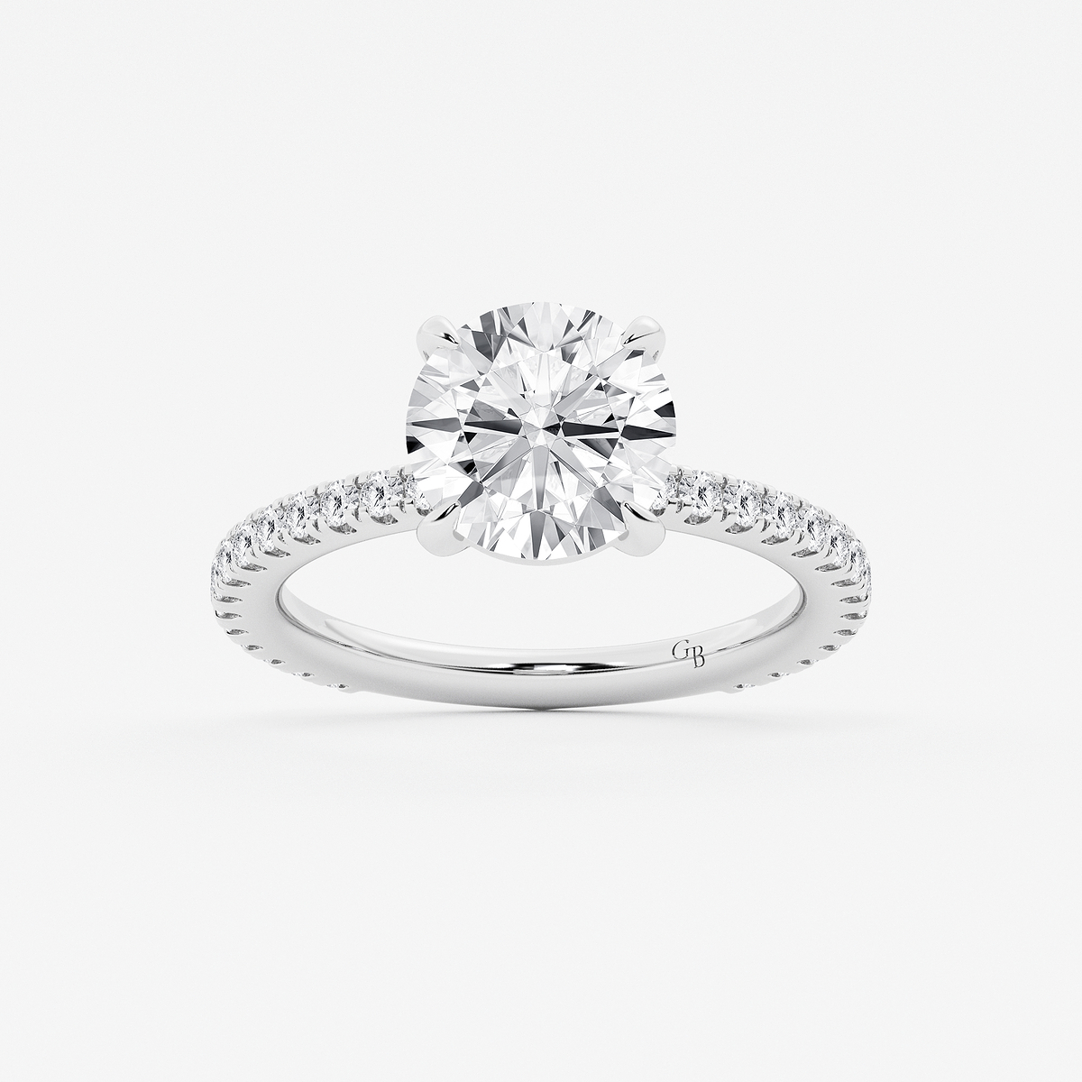 Aether 3 2/5 ctw Round Carbon Capture Lab Grown Diamond Pave Side Stone Engagement Ring