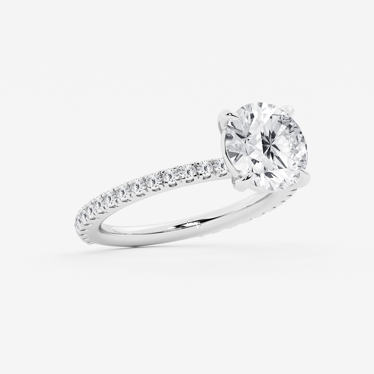 Additional Image 1 for  Aether 3 2/5 ctw Round Carbon Capture Lab Grown Diamond Pave Side Stone Engagement Ring