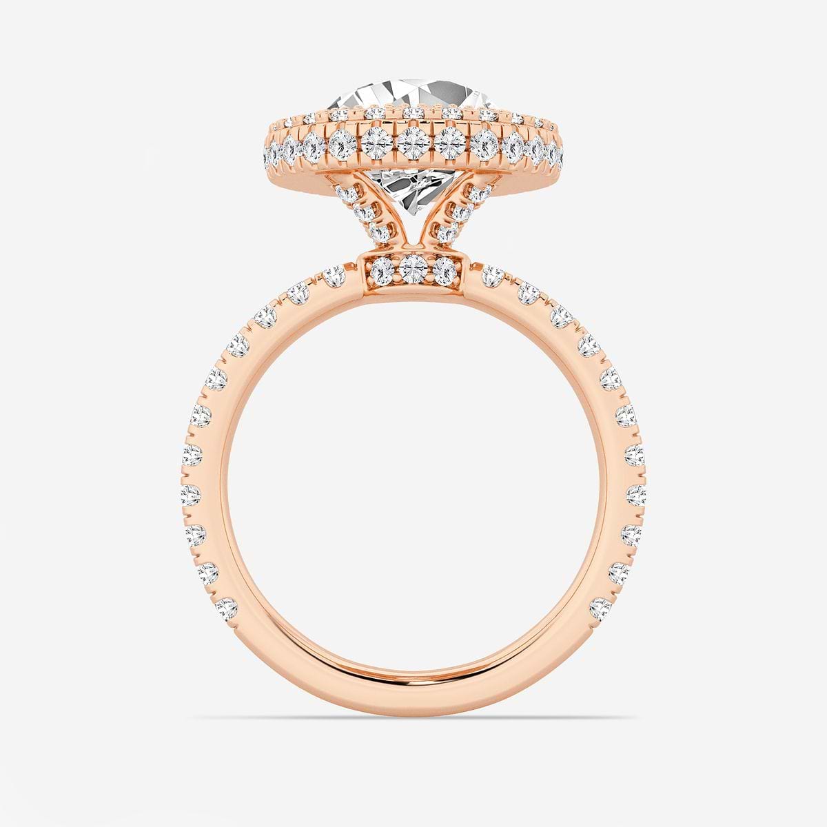 6 ctw Pear Lab Grown Diamond Micro Pave Halo Engagement Ring 14K Rose Gold, F, VS2