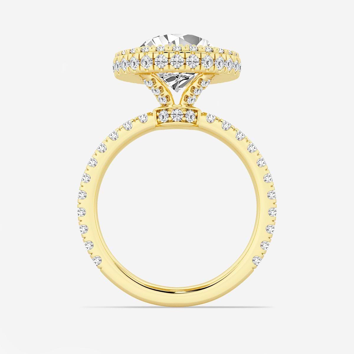 6 ctw Pear Lab Grown Diamond Micro Pave Halo Engagement Ring 14K Yellow Gold, F, VS2
