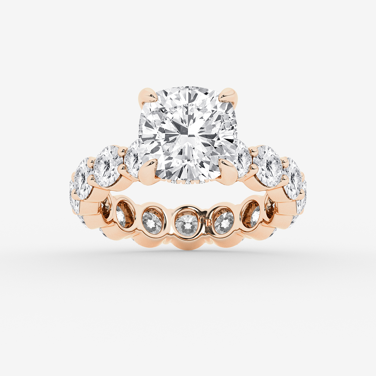 6 7/8 ctw Cushion Lab Grown Diamond Hidden Halo Eternity Engagement Ring
