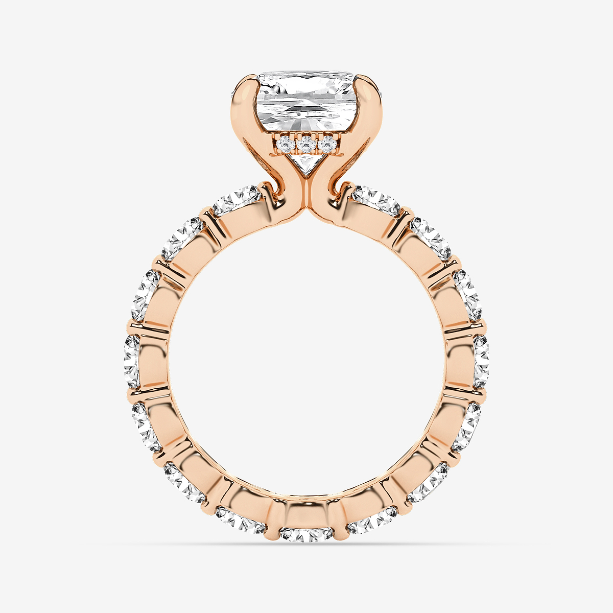 Additional Image 1 for  6 7/8 ctw Cushion Lab Grown Diamond Hidden Halo Eternity Engagement Ring