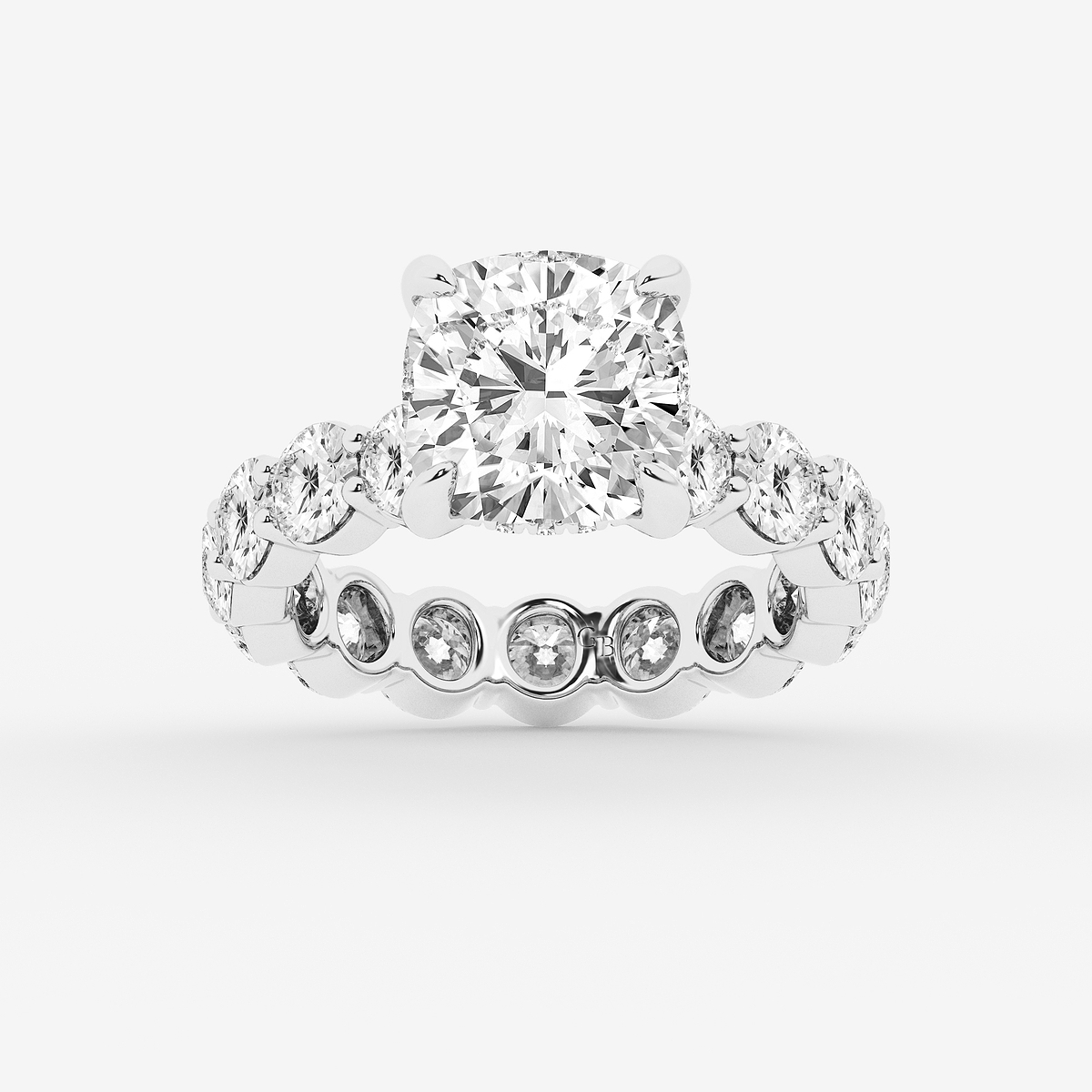 7 7/8 ctw Cushion Lab Grown Diamond Hidden Halo Eternity Engagement Ring