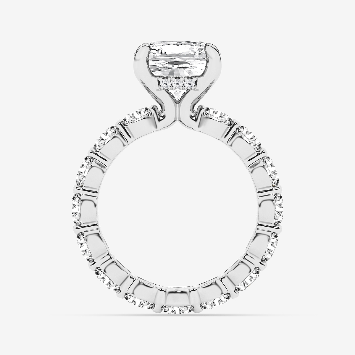 Additional Image 1 for  7 7/8 ctw Cushion Lab Grown Diamond Hidden Halo Eternity Engagement Ring