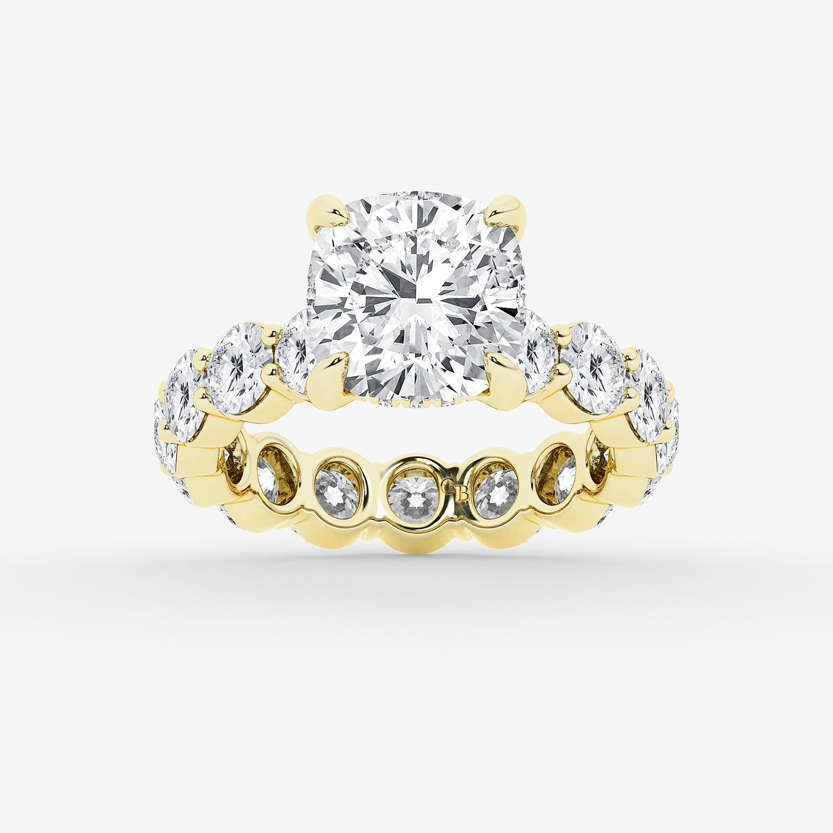 6 7/8 ctw Cushion Lab Grown Diamond Hidden Halo Eternity Engagement Ring