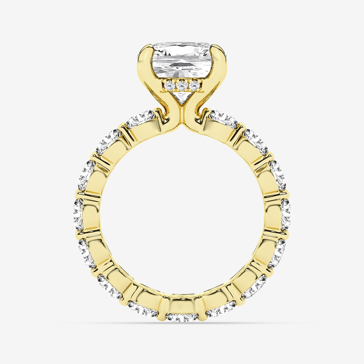 Additional Image 1 for  6 7/8 ctw Cushion Lab Grown Diamond Hidden Halo Eternity Engagement Ring
