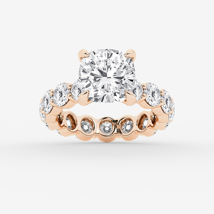 Yena - 6 3/4 ctw Cushion Lab Grown Diamond Solitaire Eternity Engagement Ring