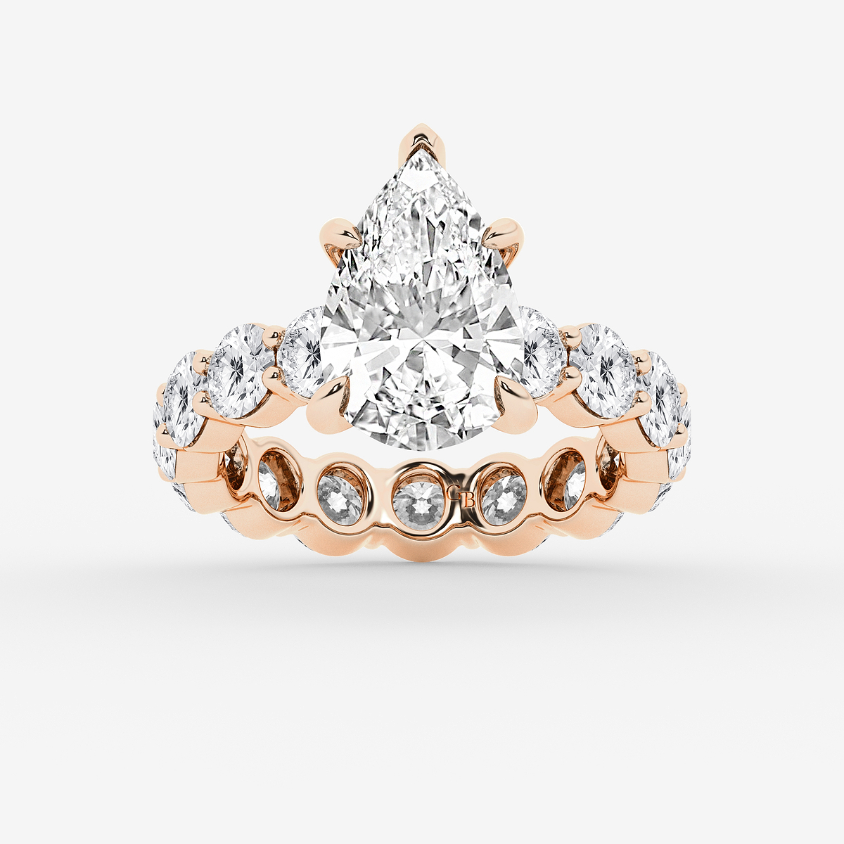 7 7/8 ctw Pear Lab Grown Diamond Hidden Halo Eternity Engagement Ring