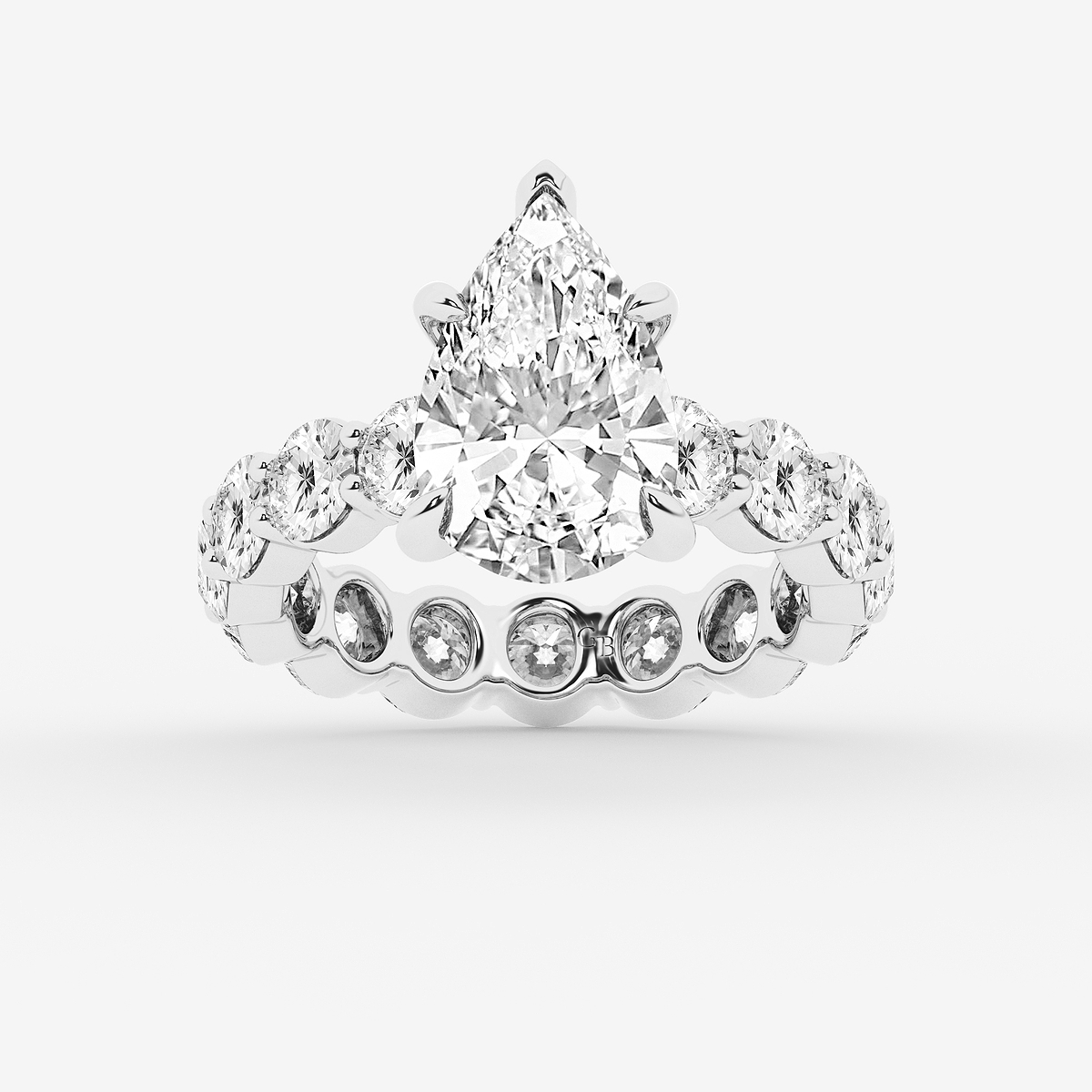 8 7/8 ctw Pear Lab Grown Diamond Hidden Halo Eternity Engagement Ring