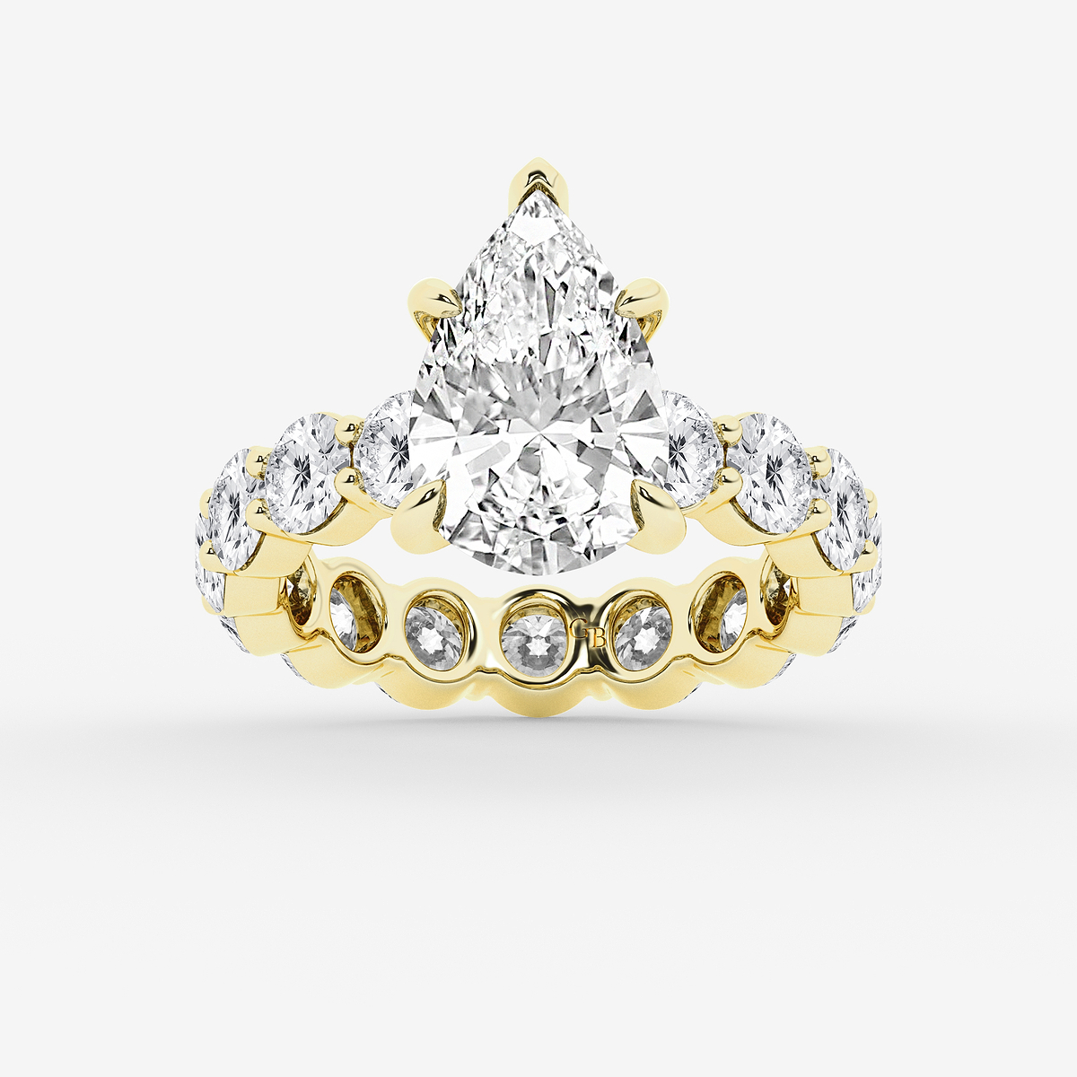 6 7/8 ctw Pear Lab Grown Diamond Hidden Halo Eternity Engagement Ring