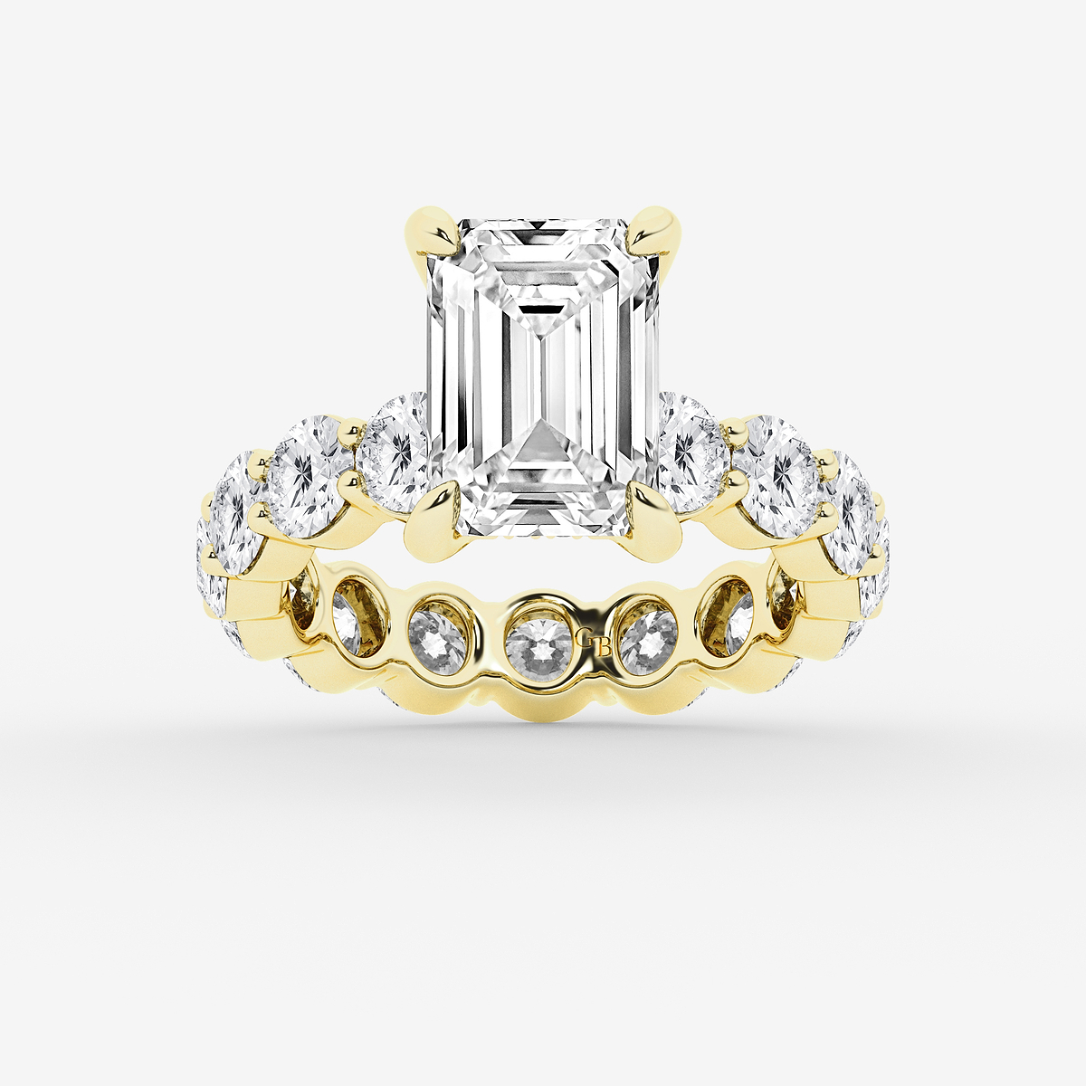 6 7/8 ctw Emerald Lab Grown Diamond Hidden Halo Eternity Engagement Ring