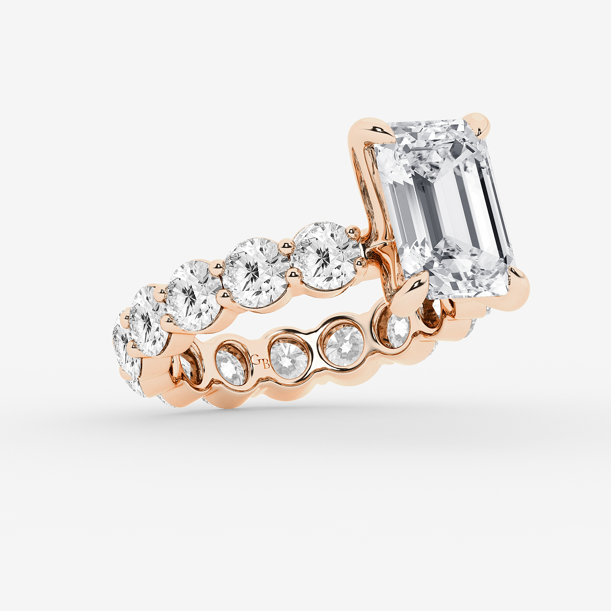 Additional Image 1 for  7 3/4 ctw Emerald Lab Grown Diamond Solitaire Eternity Engagement Ring