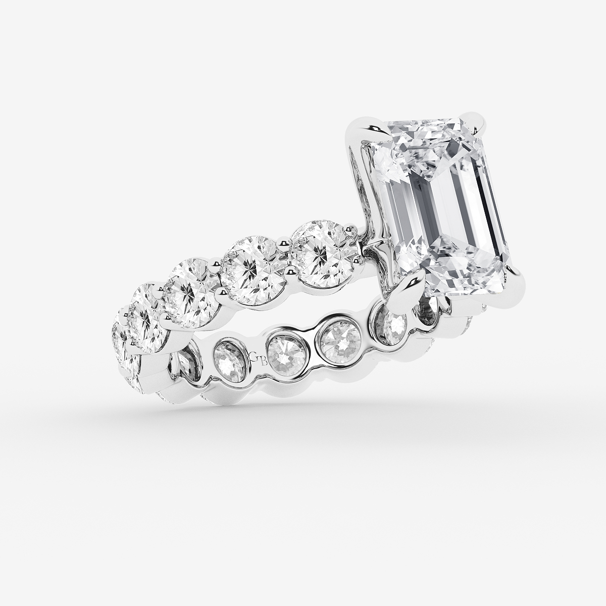 Additional Image 1 for  7 3/4 ctw Emerald Lab Grown Diamond Solitaire Eternity Engagement Ring