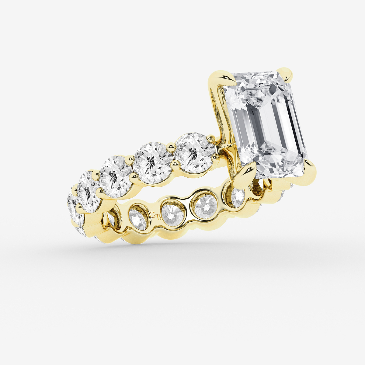 Additional Image 1 for  6 3/4 ctw Emerald Lab Grown Diamond Solitaire Eternity Engagement Ring