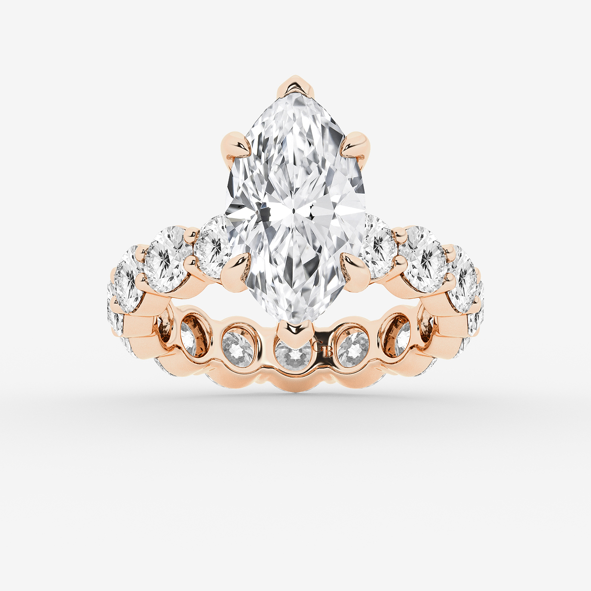 6 7/8 ctw Marquise Lab Grown Diamond Hidden Halo Eternity Engagement Ring