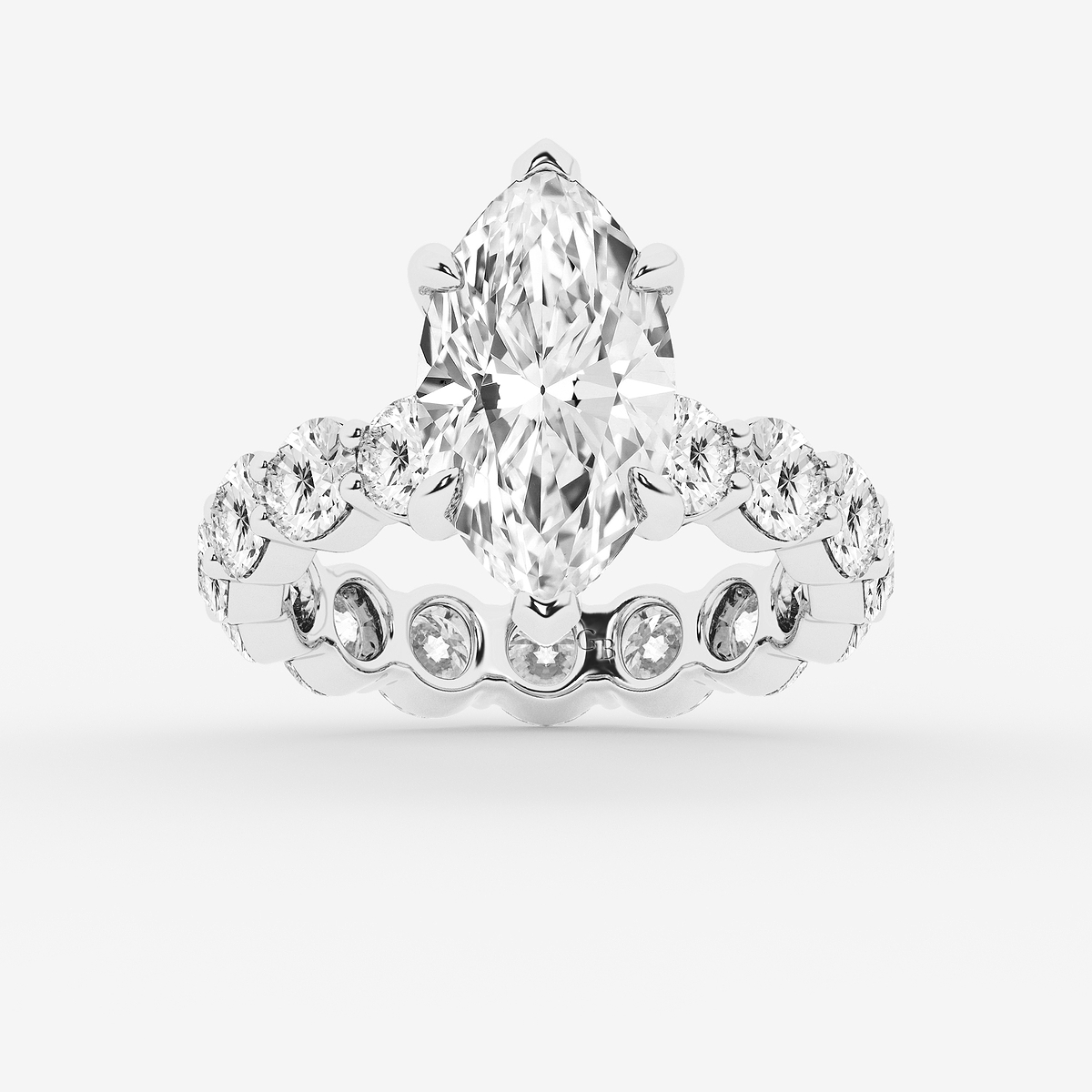 6 7/8 ctw Marquise Lab Grown Diamond Hidden Halo Eternity Engagement Ring