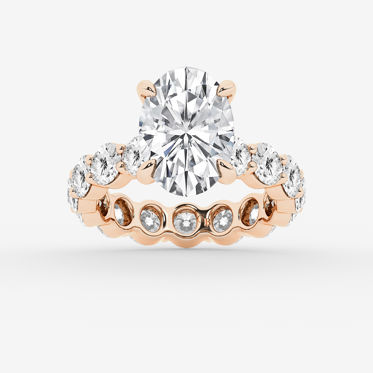 7 7/8 ctw Oval Lab Grown Diamond Hidden Halo Eternity Engagement Ring