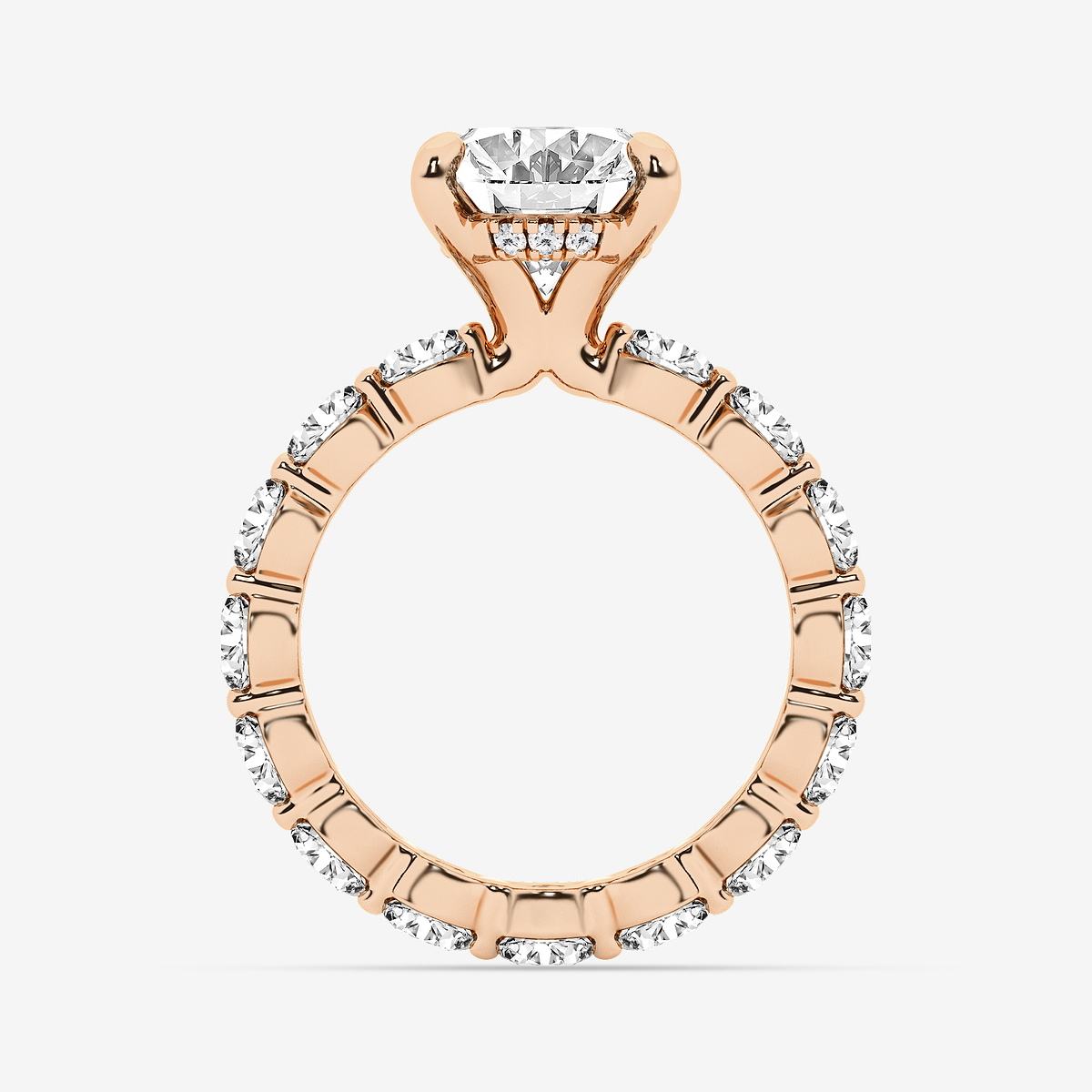 Additional Image 1 for  7 7/8 ctw Oval Lab Grown Diamond Hidden Halo Eternity Engagement Ring