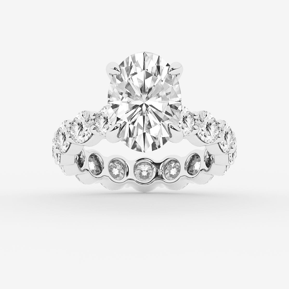 6 7/8 ctw Oval Lab Grown Diamond Hidden Halo Eternity Engagement Ring Platinum, F, VS2