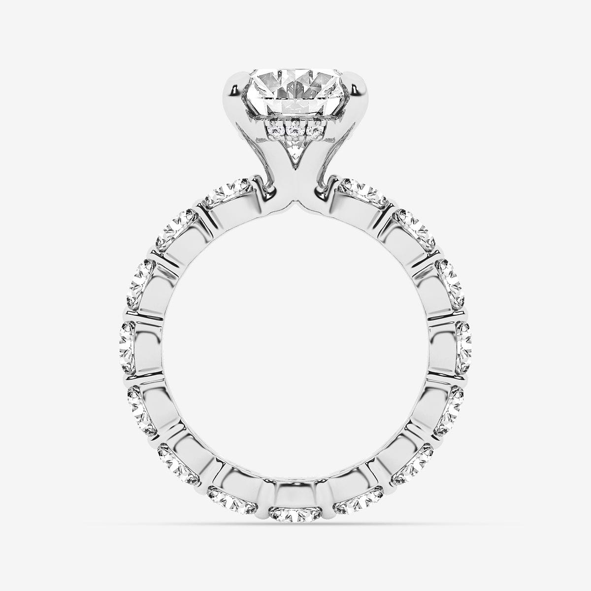 6 7/8 ctw Oval Lab Grown Diamond Hidden Halo Eternity Engagement Ring Platinum, F, VS2