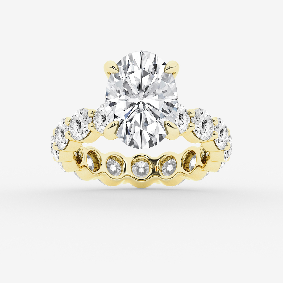 6 7/8 ctw Oval Lab Grown Diamond Hidden Halo Eternity Engagement Ring