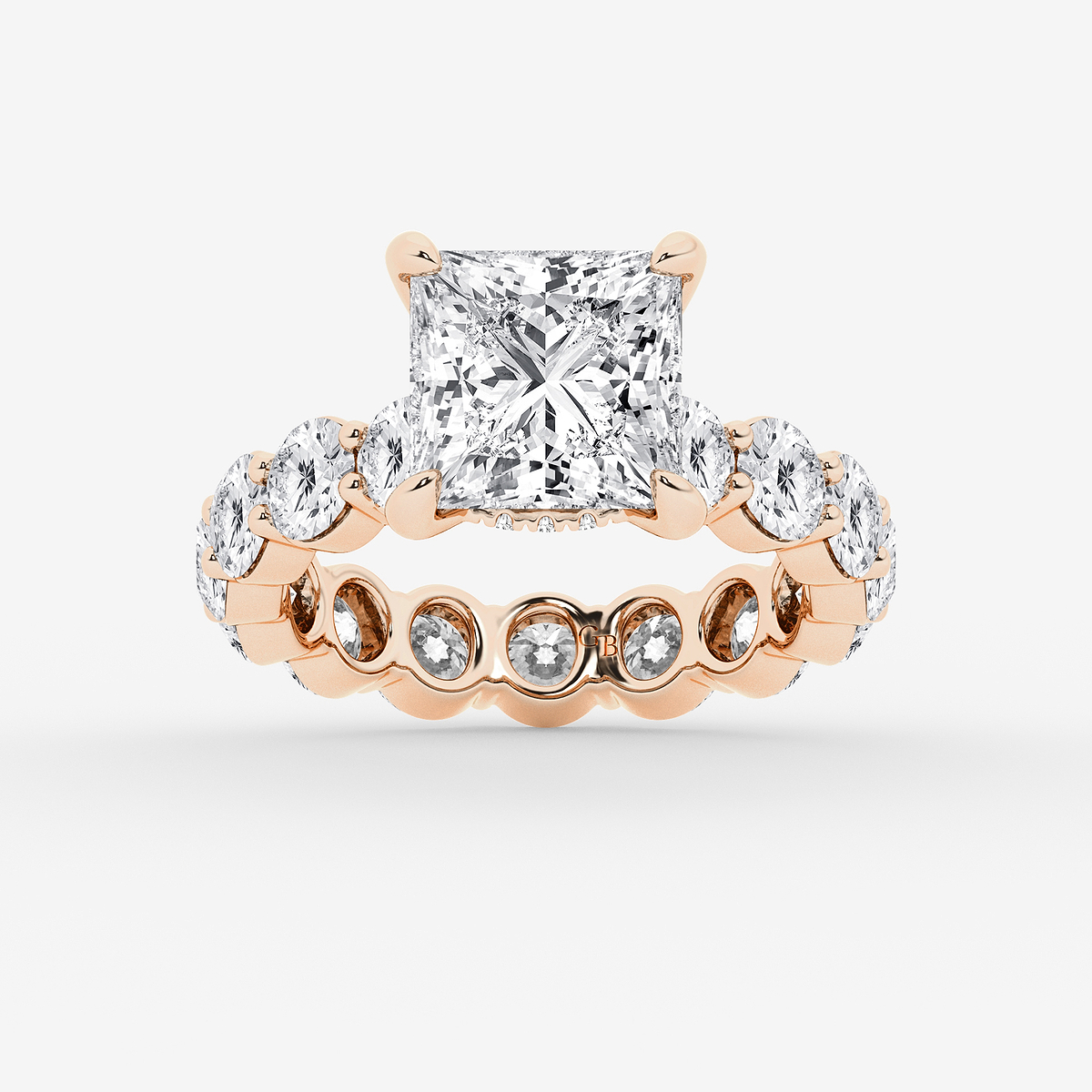 6 7/8 ctw Princess Lab Grown Diamond Hidden Halo Eternity Engagement Ring