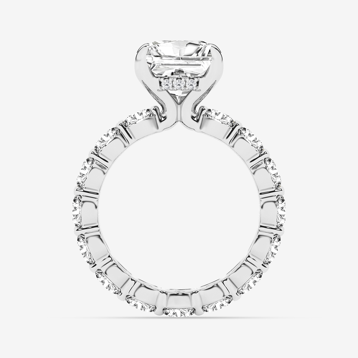 Additional Image 1 for  8 7/8 ctw Princess Lab Grown Diamond Hidden Halo Eternity Engagement Ring