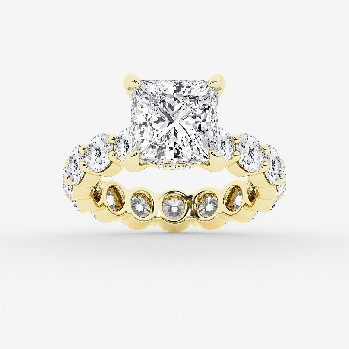6 7/8 ctw Princess Lab Grown Diamond Hidden Halo Eternity Engagement Ring