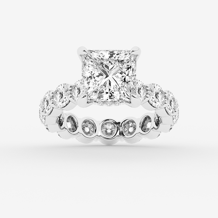 Yena Hidden Halo - 8 7/8 ctw Princess Lab Grown Diamond Hidden Halo Eternity Engagement Ring