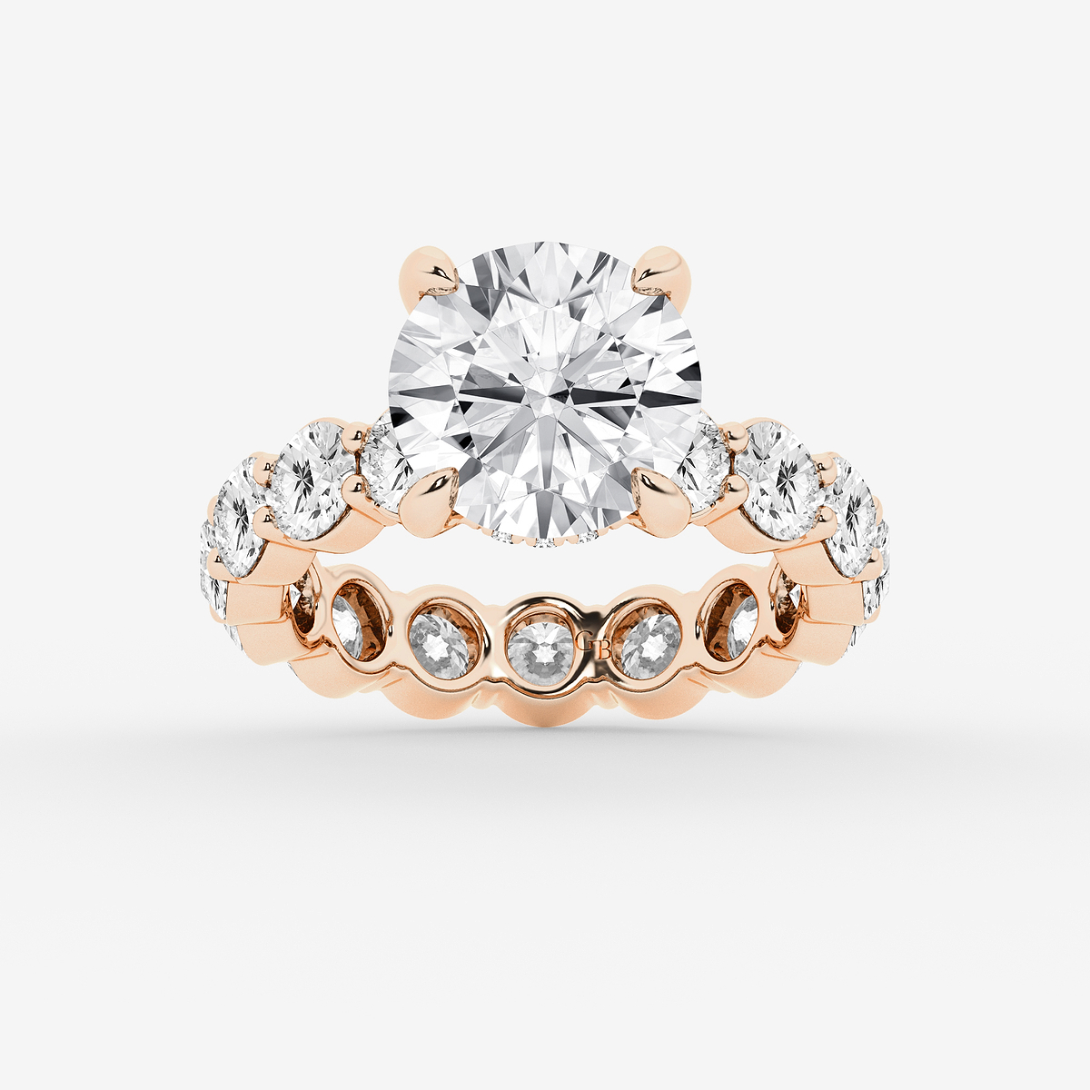 6 7/8 ctw Round Lab Grown Diamond Hidden Halo Eternity Engagement Ring