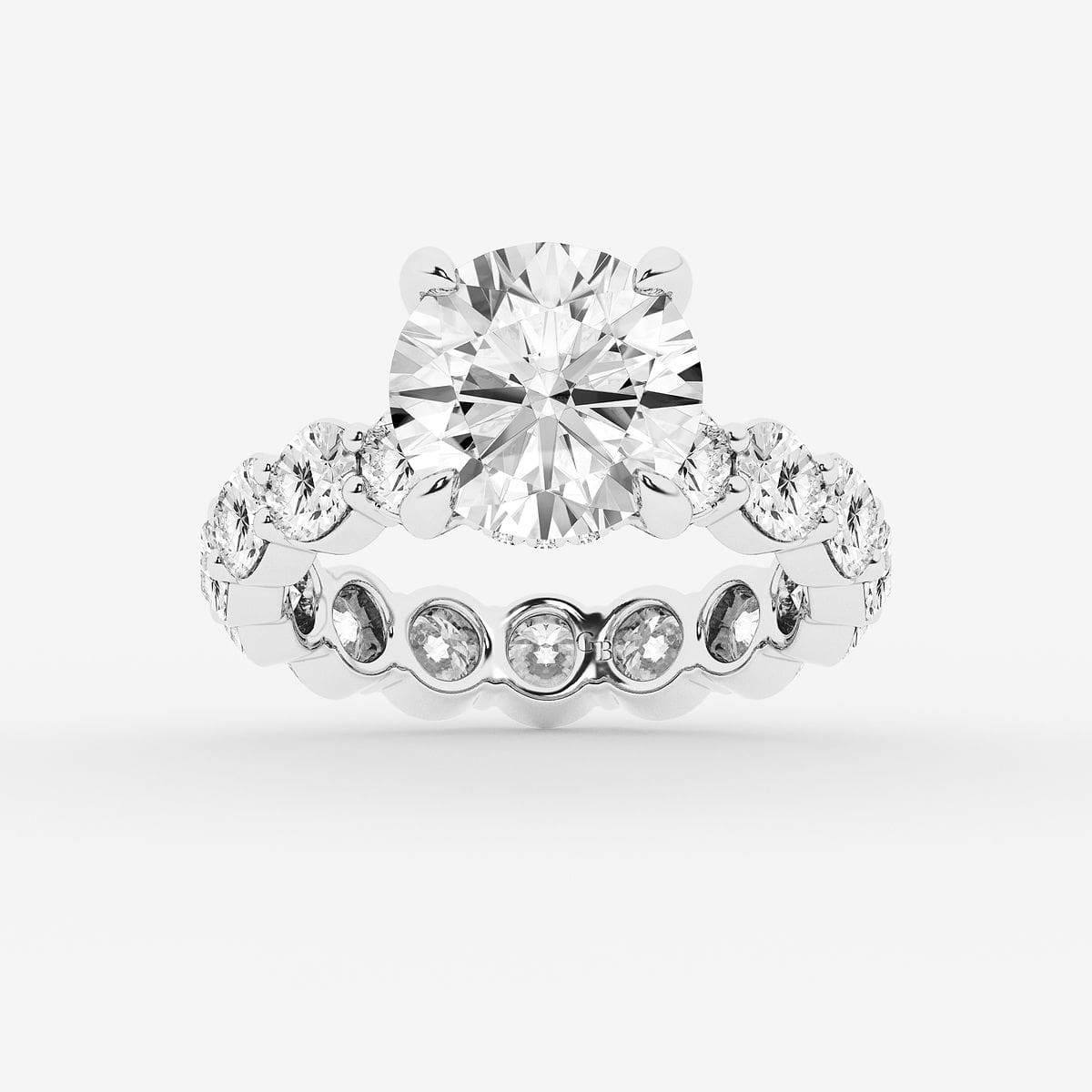 6 7/8 ctw Round Lab Grown Diamond Hidden Halo Eternity Engagement Ring Platinum, F, VS2