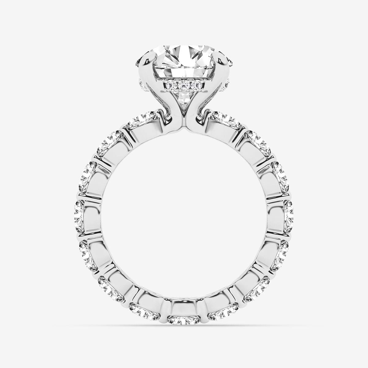 6 7/8 ctw Round Lab Grown Diamond Hidden Halo Eternity Engagement Ring Platinum, F, VS2