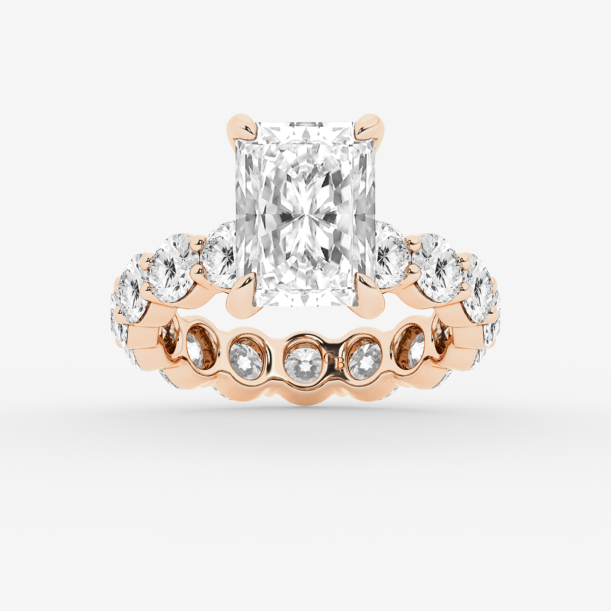 8 7/8 ctw Radiant Lab Grown Diamond Hidden Halo Eternity Engagement Ring