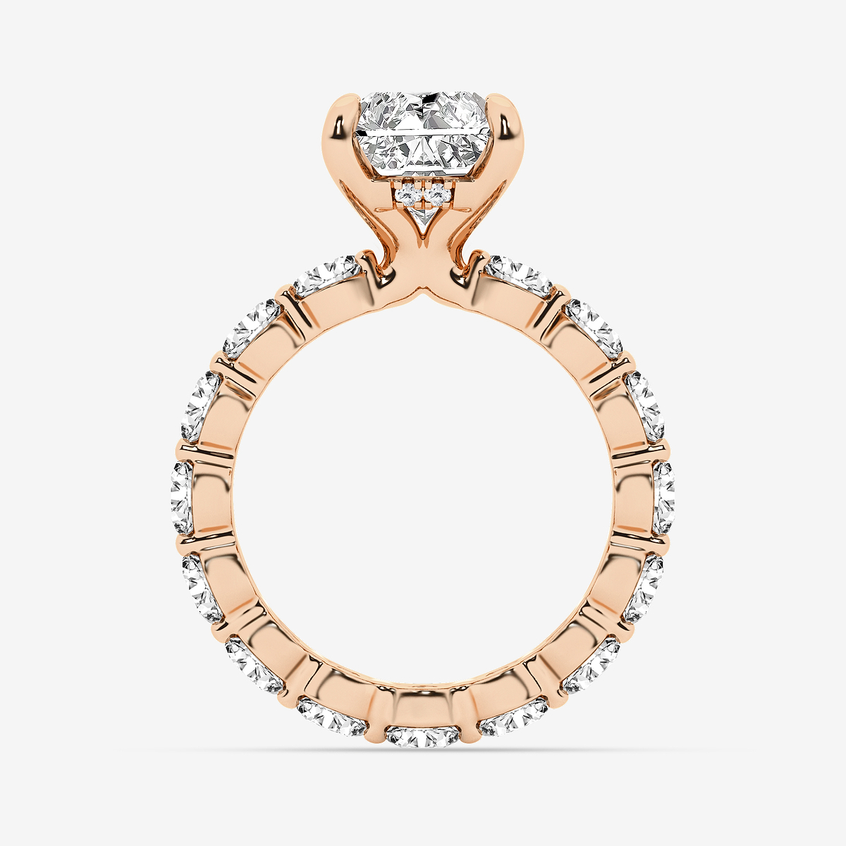 Additional Image 1 for  8 7/8 ctw Radiant Lab Grown Diamond Hidden Halo Eternity Engagement Ring