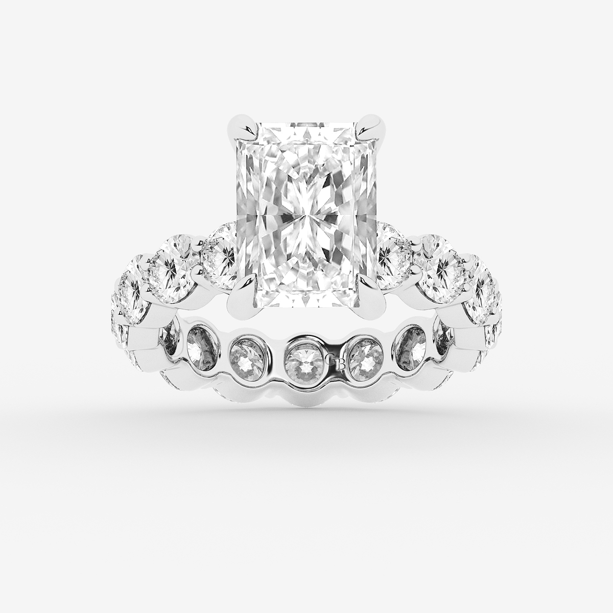 6 7/8 ctw Radiant Lab Grown Diamond Hidden Halo Eternity Engagement Ring