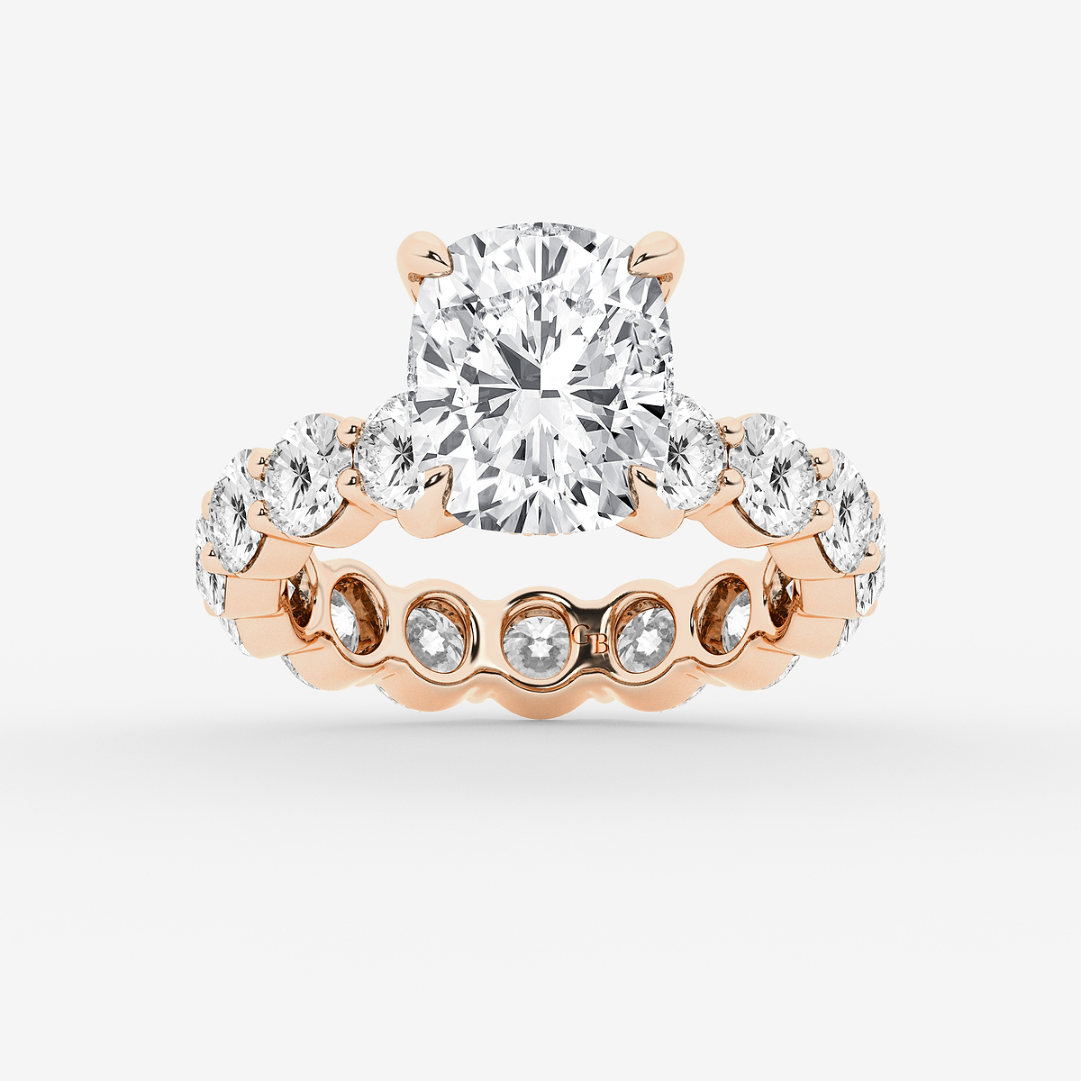 6 7/8 ctw Elongated Cushion Lab Grown Diamond Hidden Halo Eternity Engagement Ring