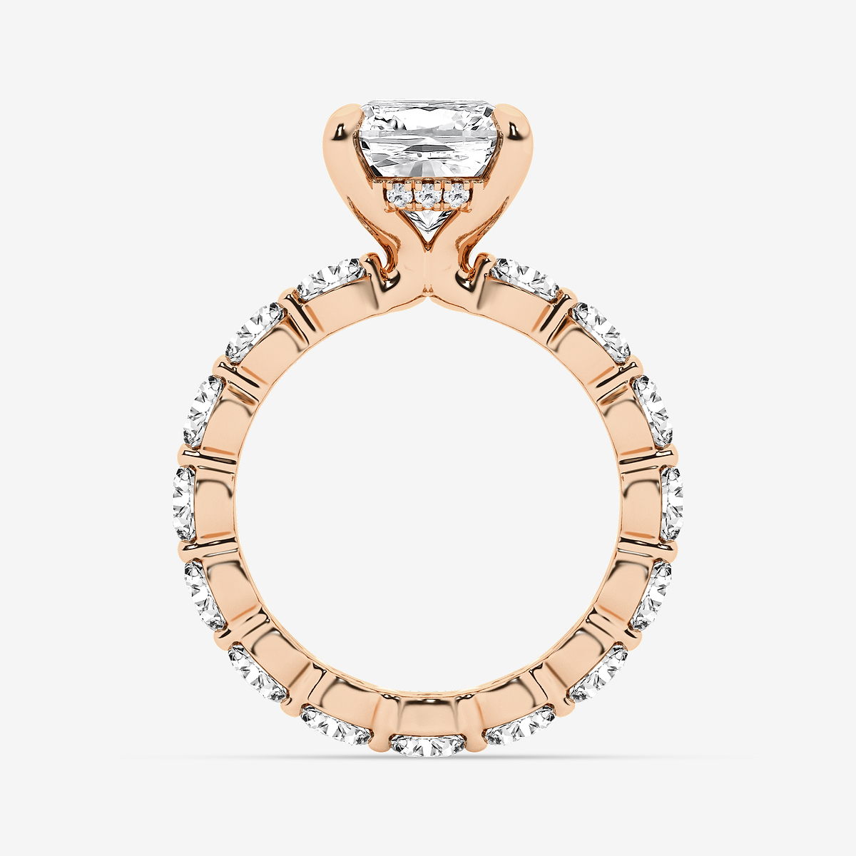 Additional Image 1 for  6 7/8 ctw Elongated Cushion Lab Grown Diamond Hidden Halo Eternity Engagement Ring