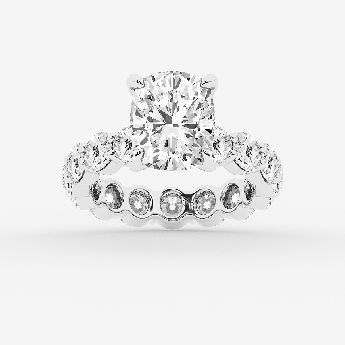 7 7/8 ctw Elongated Cushion Lab Grown Diamond Hidden Halo Eternity Engagement Ring