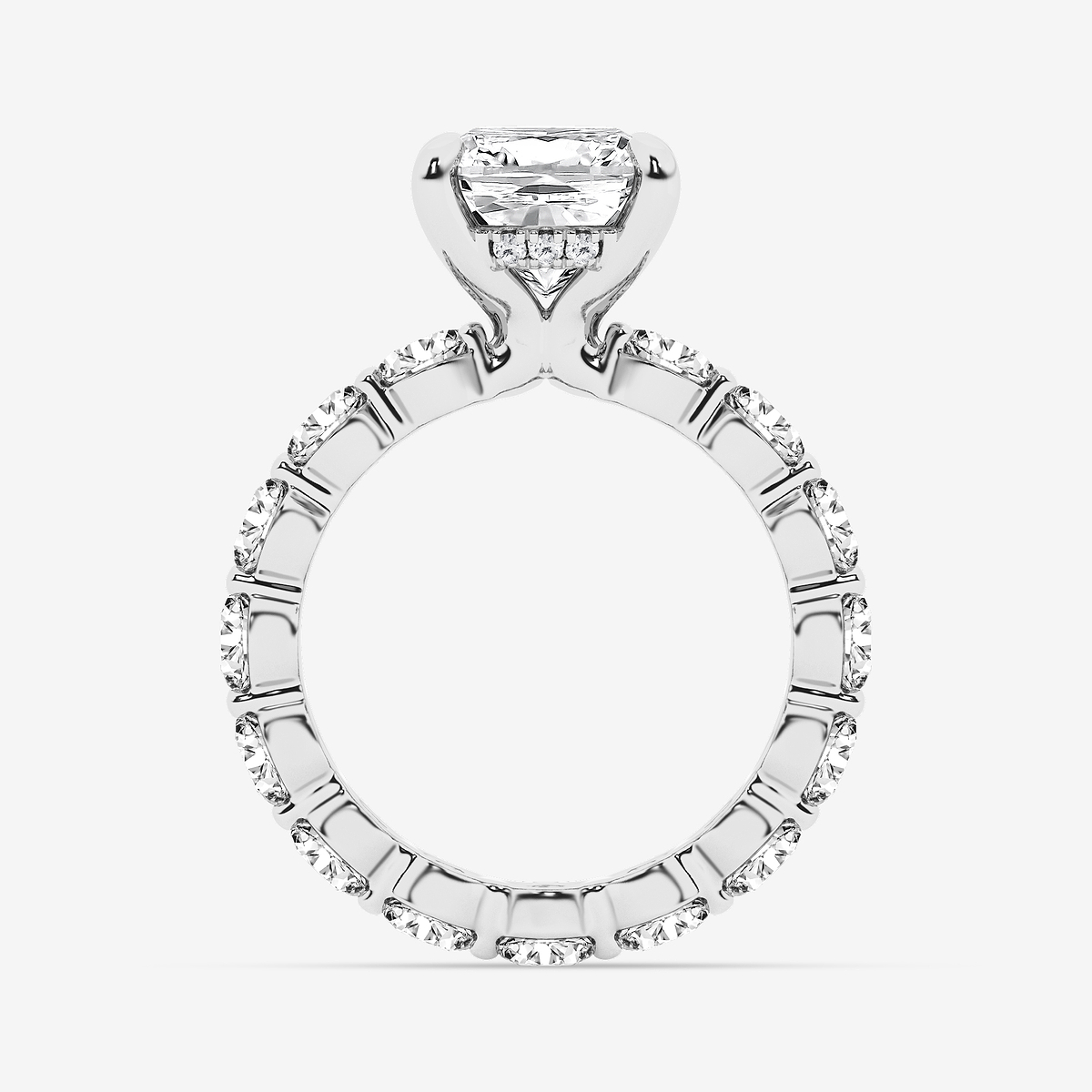 Additional Image 1 for  7 7/8 ctw Elongated Cushion Lab Grown Diamond Hidden Halo Eternity Engagement Ring