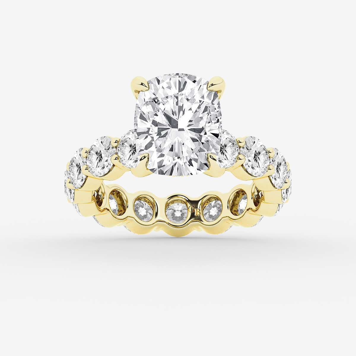 7 7/8 ctw Elongated Cushion Lab Grown Diamond Hidden Halo Eternity Engagement Ring