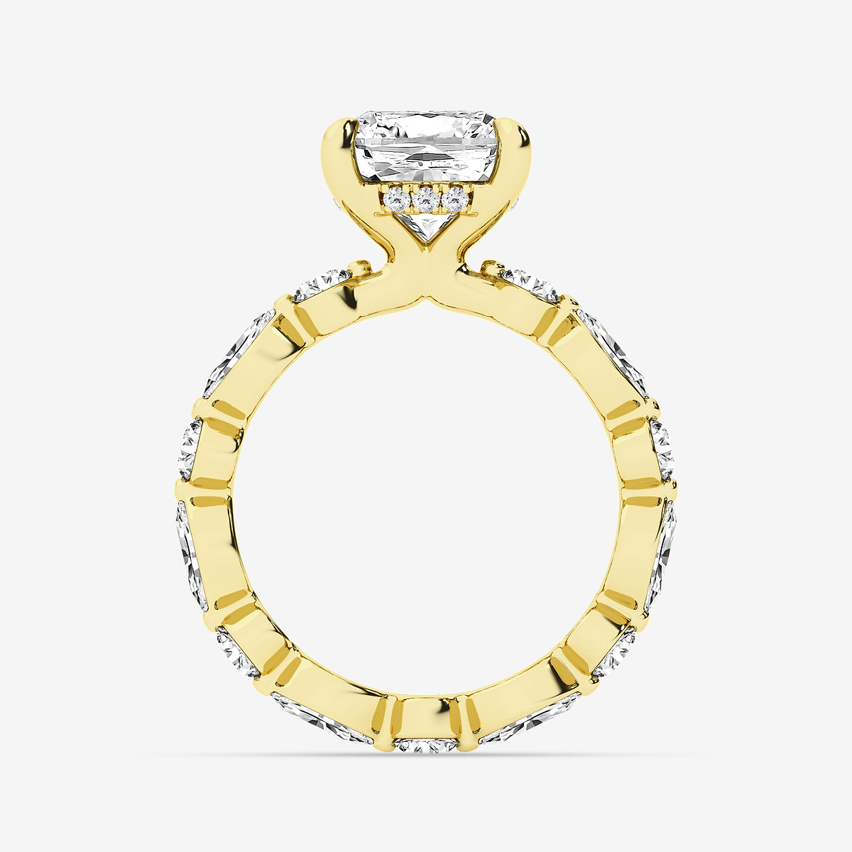 Additional Image 1 for  4 3/4 ctw Cushion Lab Grown Diamond Hidden Halo Alternating Round and Marquise Eternity Engagement Ring