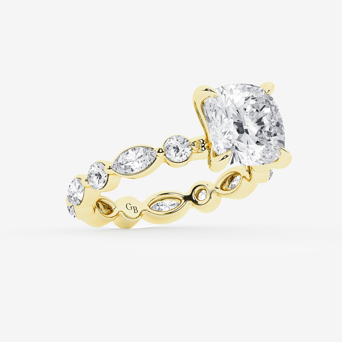 Additional Image 1 for  6 5/8 ctw Cushion Lab Grown Diamond Solitaire Alternating Round and Marquise Eternity Engagement Ring