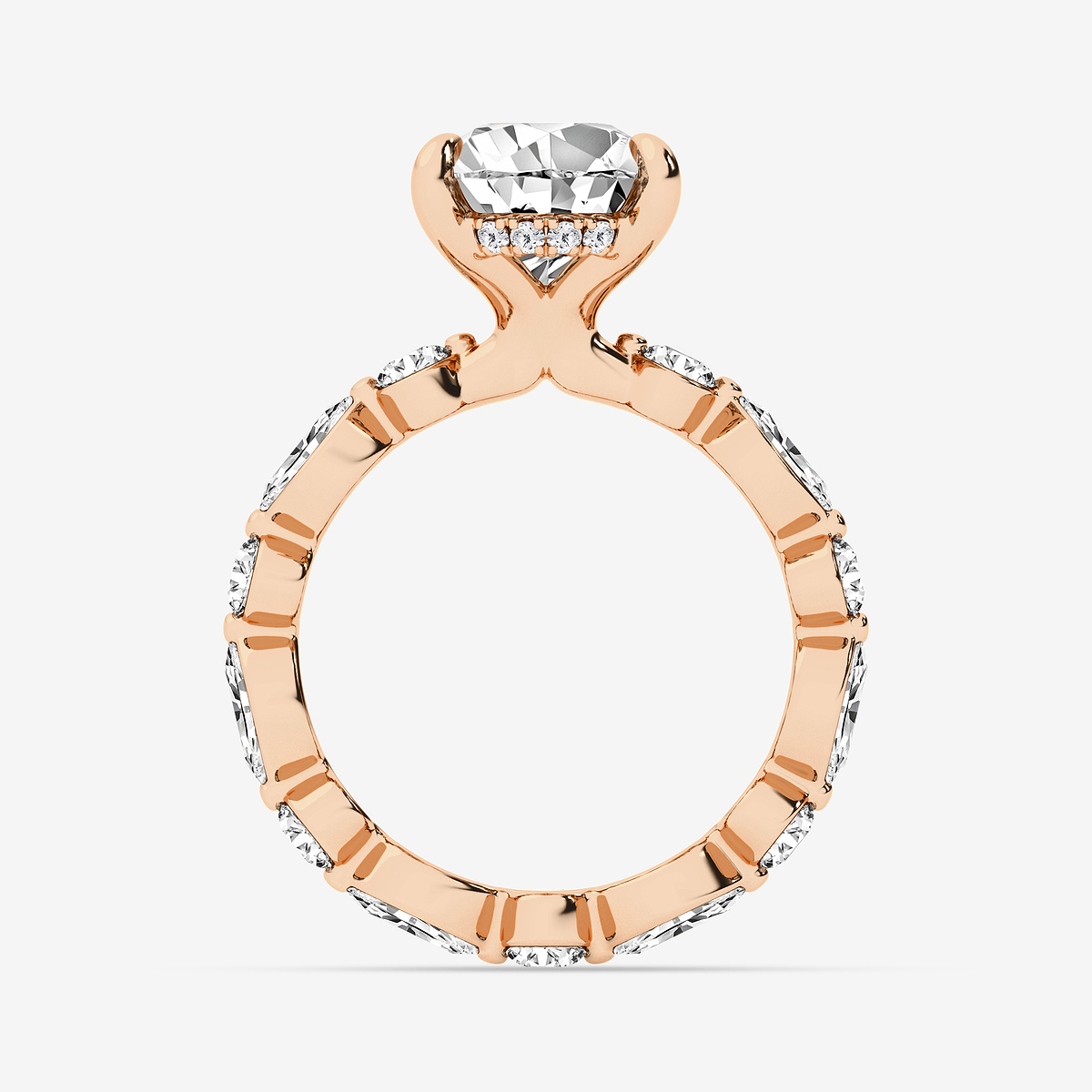 Additional Image 1 for  4 3/4 ctw Pear Lab Grown Diamond Hidden Halo Alternating Round and Marquise Eternity Engagement Ring