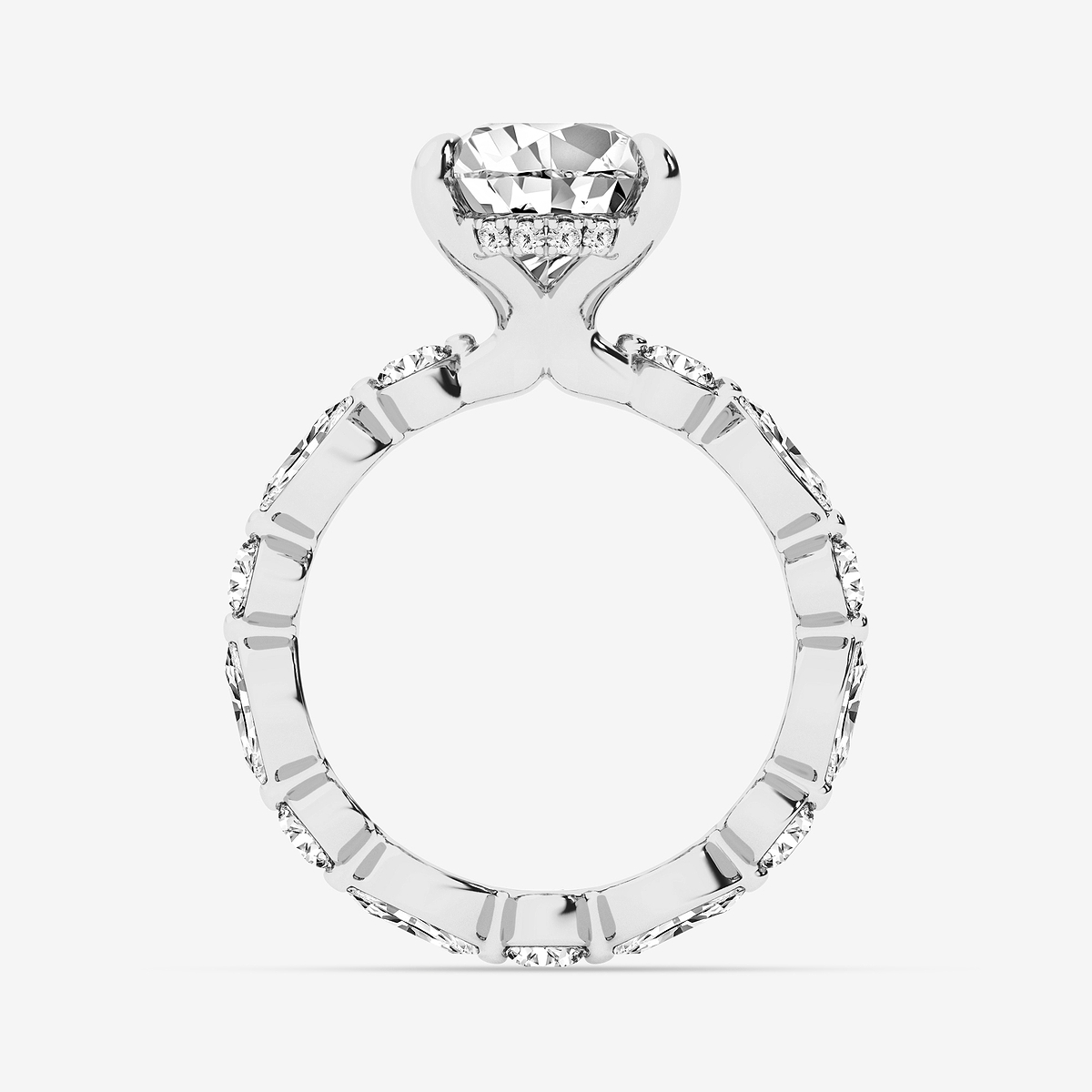 Additional Image 1 for  6 3/4 ctw Pear Lab Grown Diamond Hidden Halo Alternating Round and Marquise Eternity Engagement Ring