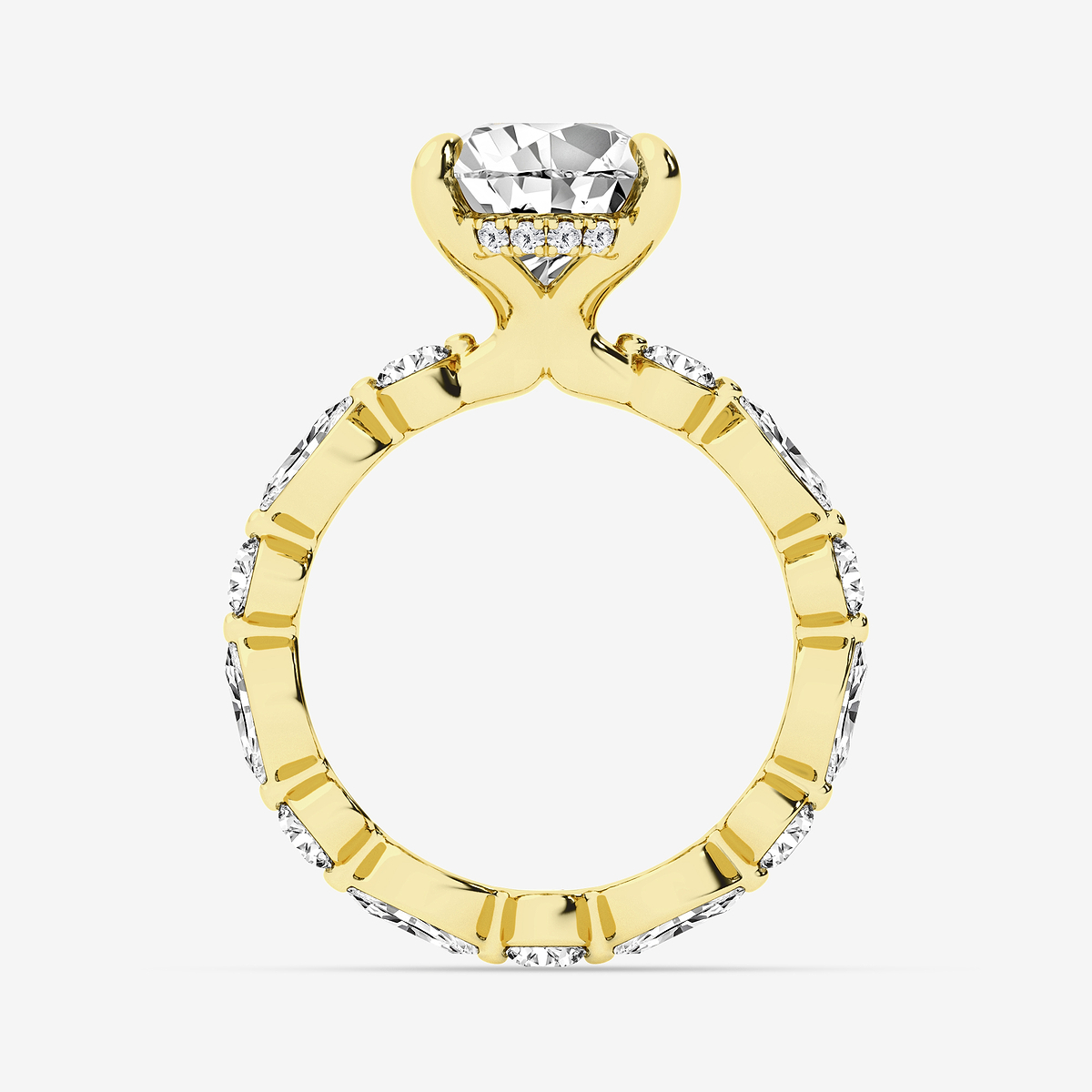 Additional Image 1 for  5 3/4 ctw Pear Lab Grown Diamond Hidden Halo Alternating Round and Marquise Eternity Engagement Ring